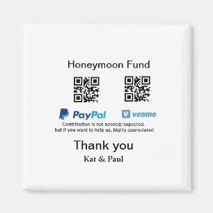 Aimant Cadeau de lune de miel PayPal Venmo code QR merci