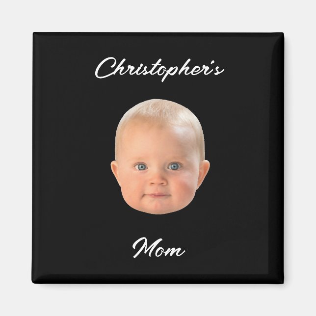 Aimant Cadeau de maman photo bébé visage écriture minimal (Devant)