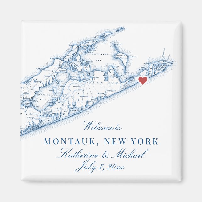 Aimant Cadeau de mariage de destination Hamptons Montauk (Devant)