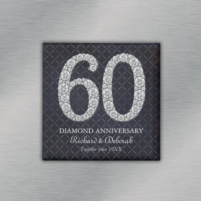 Aimant Cadeau de mariage de diamant 60 ans (Diamond 60th Wedding Anniversary Keepsake Magnet
)