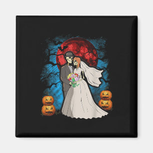 Aimant Cadeau de mariage Halloween squelette couple marié