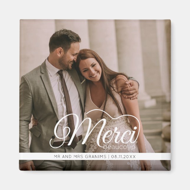 Aimant Cadeau de mariage Merci Beaucoup (Devant)