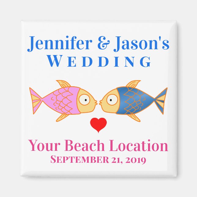 Aimant Cadeau de mariage Poisson Plage Destination Tropic (Devant)