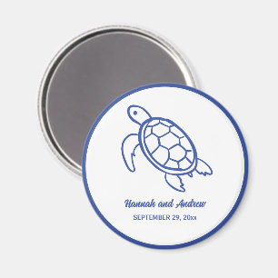 Aimant Cadeau de mariage tortue dessiné à la main chic