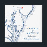 Aimant Cadeau de mariage Wilmington Delaware<br><div class="desc">Commande rapide et facile ! Ces aimants de carte de Wilmington Delaware font de superbes cadeaux de mariage du Delaware à inclure dans vos sacs de bienvenue de mariage de destination de Wilmington. Déplacez le cœur en cliquant sur "Modifier à l'aide de l'outil de conception" sous "Personnaliser". Avec une carte...</div>
