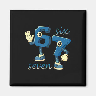 Aimant Cadeau de mème de numéro Six Seven rétro pour homm