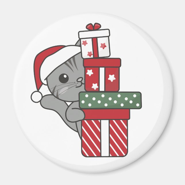 Aimant Cadeau de Noël Chat Animaux d'hiver Chats (Devant)