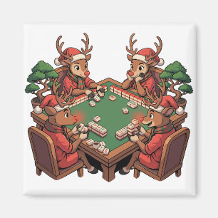 Aimant Cadeau de Noël Mahjong drôle du chinois de Rudolph