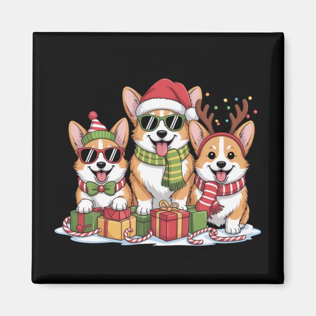 Aimant Cadeau de Noël pour maman amoureuse de chiens Corg (Devant)