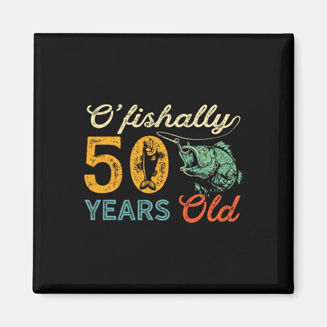Aimant Cadeau de pêche 50 ans 50e anniversaire Cool Cinqu (Devant)