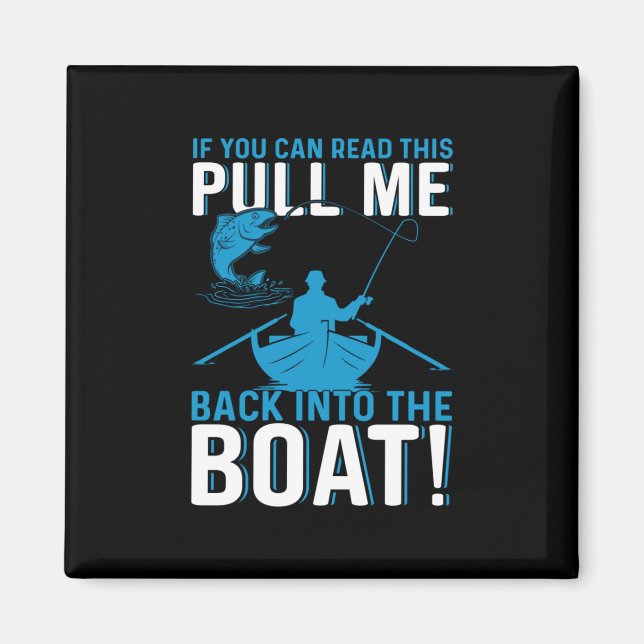 Aimant Cadeau de pêcheur dans le bateau (Devant)