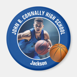 Aimant Cadeau de photo de joueur de basket-ball bleu