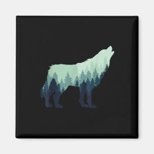 Aimant Cadeau de plein air de nature de loup pour le camp