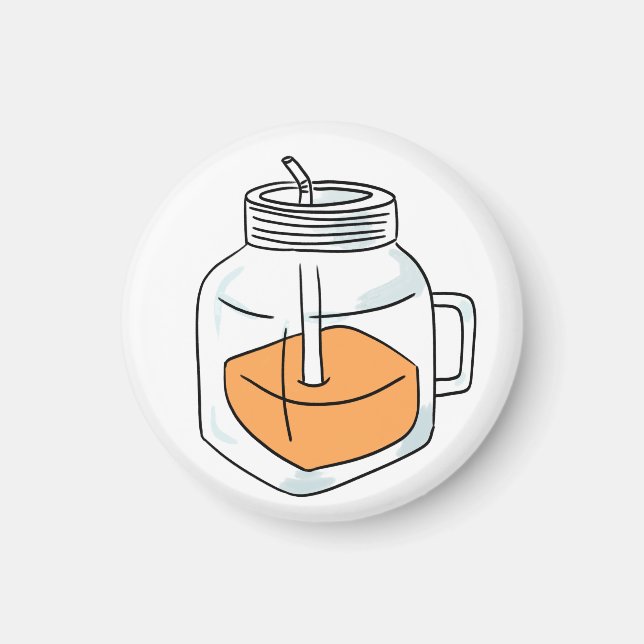 Aimant Cadeau de pot Mason de jus d'orange frais (Devant)