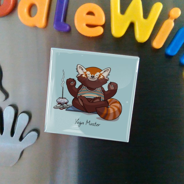 Aimant Cadeau de professeur de yoga de Panda roux Art ani (Créateur téléchargé)
