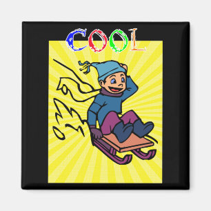 Aimant Cadeau de ski coloré ski vintage ski lov
