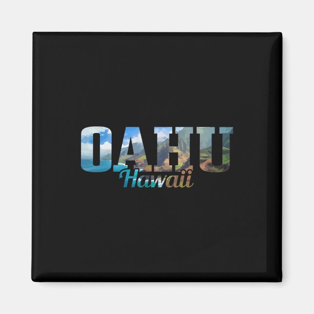 Aimant Cadeau de surfeur commémoratif d'Oahu Hawaï  (Devant)