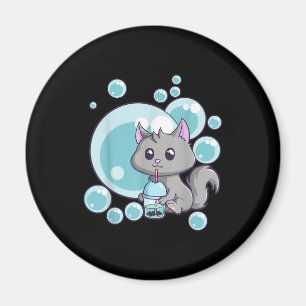 Aimant Cadeau de thé bulle de chat Funny Boba Tea Cats