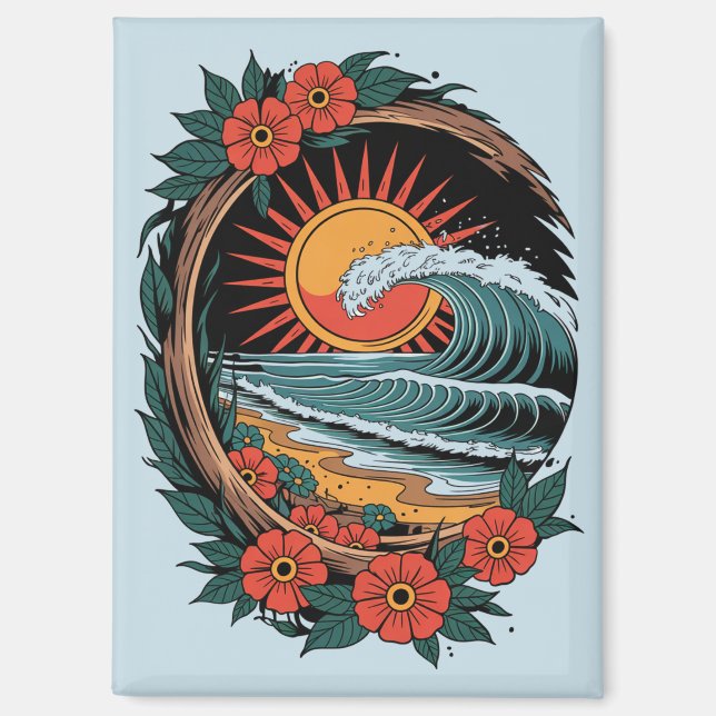 Aimant Cadeau de vacances au coucher du soleil pour amate (Recto)