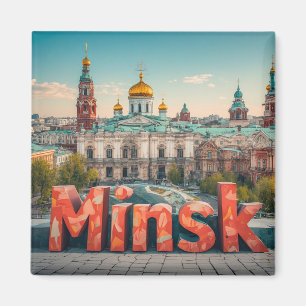 Aimant Cadeau de voyage à Minsk Biélorussie 🗺️