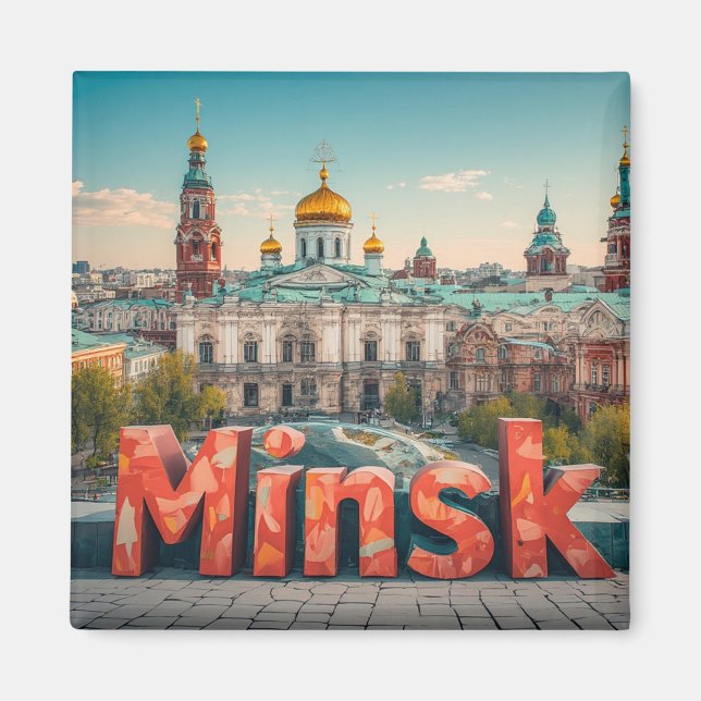 Aimant Cadeau de voyage à Minsk Biélorussie 🗺️ (Devant)