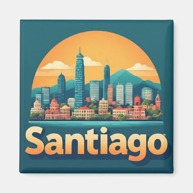 Aimant Cadeau de voyage à Santiago du Chili pour explorat (Devant)