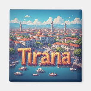 Aimant Cadeau de voyage à Tirana en Albanie, souvenir 🗺️