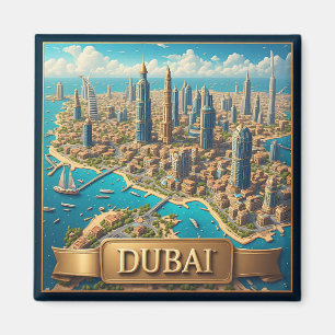 Aimant 🧲 Cadeau de voyage de la skyline de Dubaï 🌇