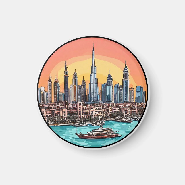 Aimant Cadeau de voyage de la ville aimantée de Dubaï ✨ (Devant)