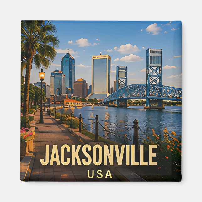 Aimant Cadeau de voyage Jacksonville Floride rive (Devant)