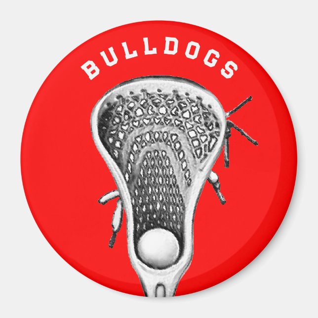 Aimant Cadeau d'équipe de crosse rouge Sports (Devant)