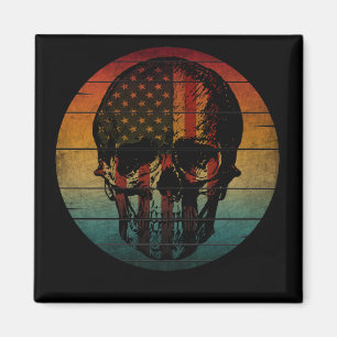 AIMANT CADEAU DRAPEAU AMÉRICAIN VINTAGE CRÂNE