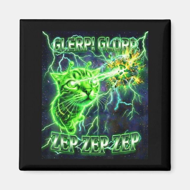 Aimant Cadeau drôle d'alien Glerp Glorp Gnarp Alien Chat  (Devant)