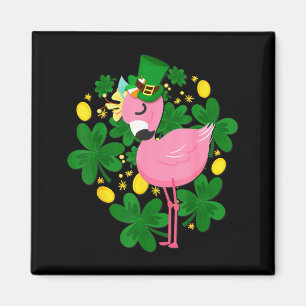 Aimant Cadeau drôle de la Saint-Patrick flamant rose pour