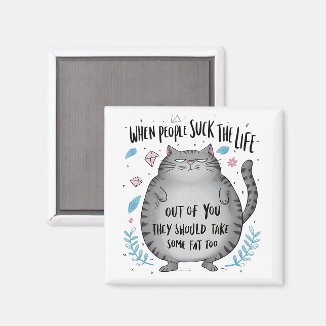 Aimant Cadeau drôle pour amateur de chats  (Recto/Verso)