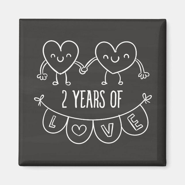 Aimant Cadeau Du 2E Anniversaire Pour Son Coeur De Balle  (Devant)