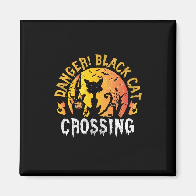 Aimant Cadeau Halloween | Danger Cat Crossing Anniversair (Devant)