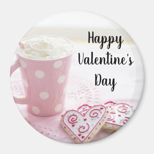 Aimant cadeau Heureuse Sainte-Valentin rose (Devant)