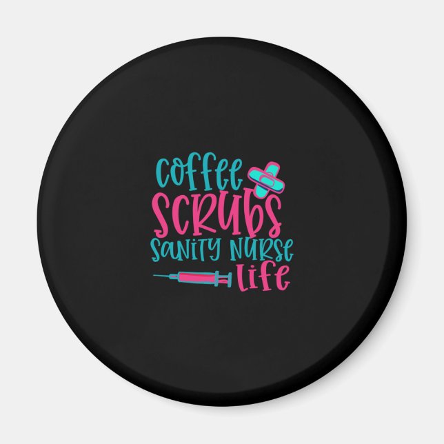 Aimant Cadeau infirmière | Coffee Scrubs Sanity Nurity Li (Devant)