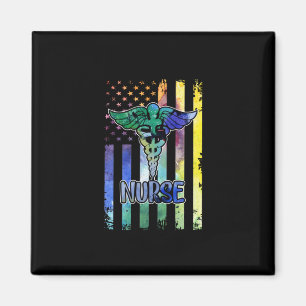 Aimant Cadeau infirmière   Nurse American Flag