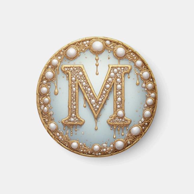 Aimant Cadeau initiale monogramme M pour petite amie (Devant)
