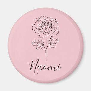 Aimant Cadeau personnalisé de juin Rose de naissance pour
