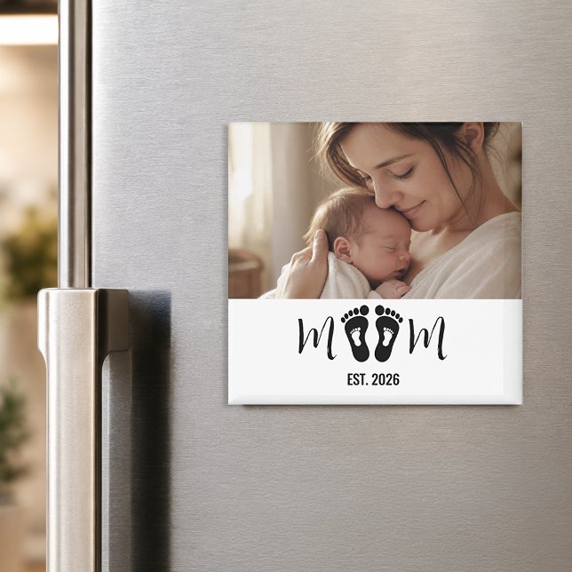 Aimant Cadeau photo de empreintes de bébé de maman établi (Créateur téléchargé)