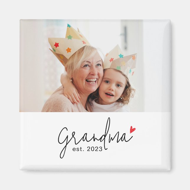 Aimant Cadeau photo de grand-mère établi (Devant)