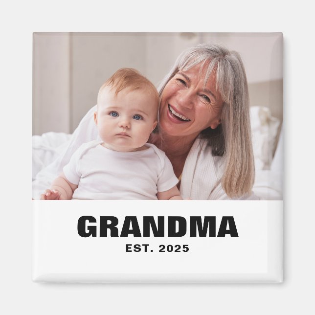 Aimant Cadeau photo de grand-mère établie (Devant)