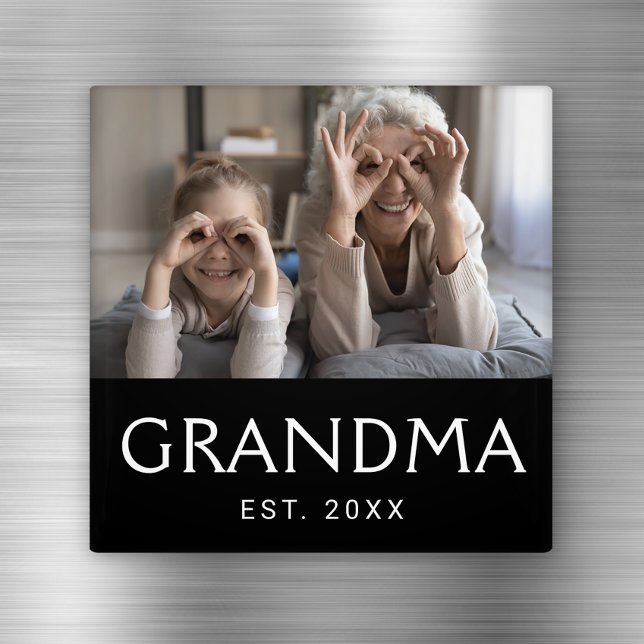 Aimant Cadeau Photo de Grand-Mère Établie (Créateur téléchargé)