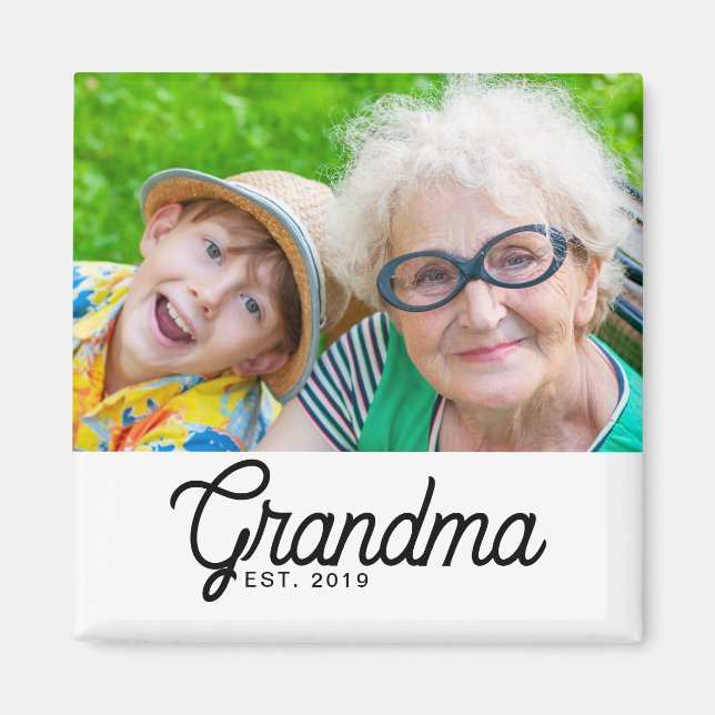 Aimant Cadeau photo de grand-mère établie (Devant)