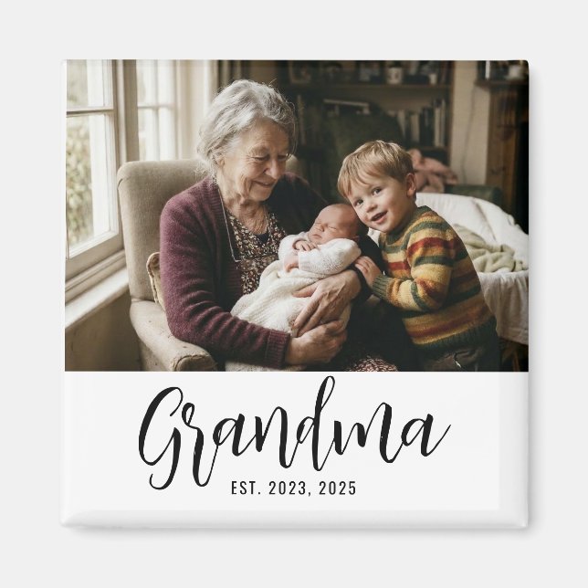 Aimant Cadeau photo de grand-mère établie (Devant)