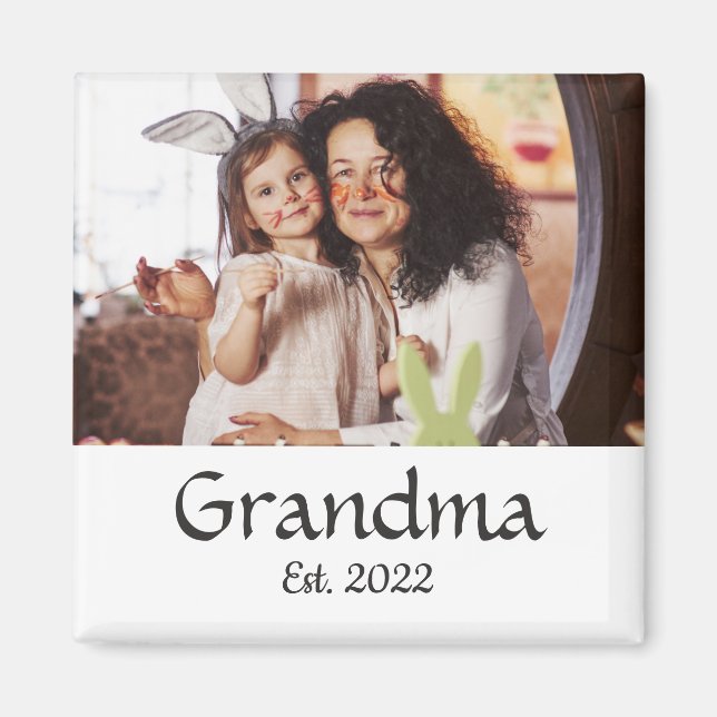 Aimant Cadeau photo de grand-mère établie (Devant)
