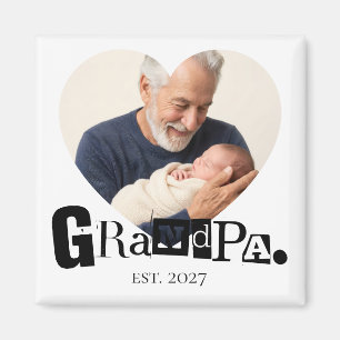 Aimant Cadeau Photo de Grand-Père Établi pour Grand-Père